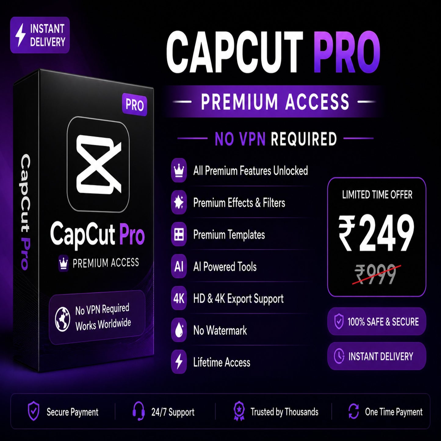 CapCut Pro Premium Access | Lifetime Access | Digital Impix