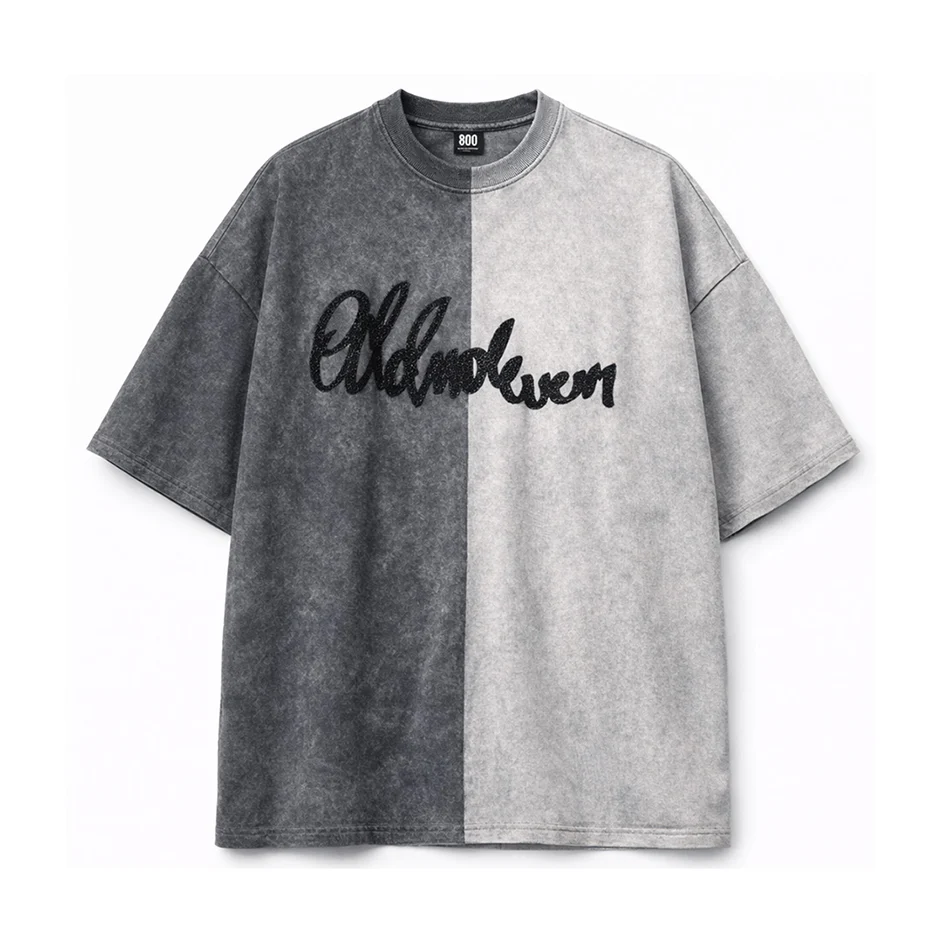 Half n Half T Shirt (Black-Grey)