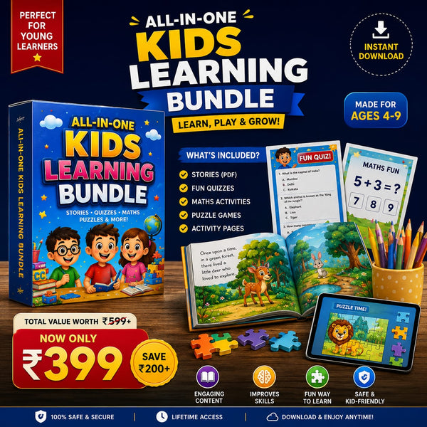 All-In-One Kids Learning Bundle – Learn, Play & Grow | Ages 4–9